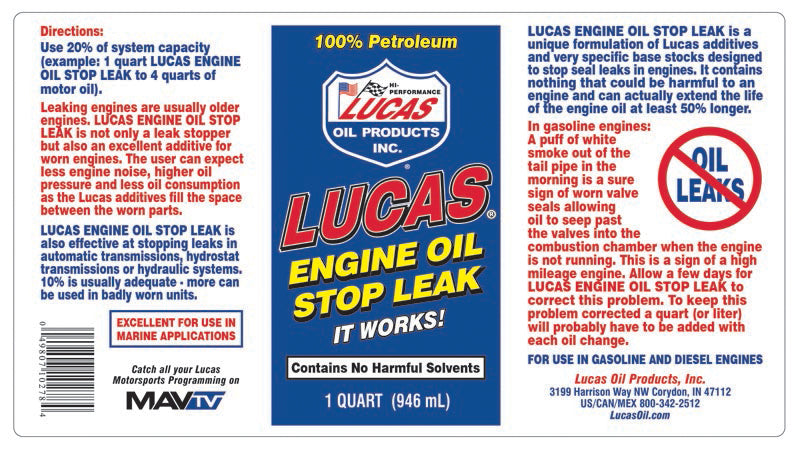 Lucas Engine Oil Stop Leak 1 QT