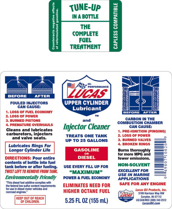 Lucas Fuel Treatment Injector Cleaner 5.25 fl oz