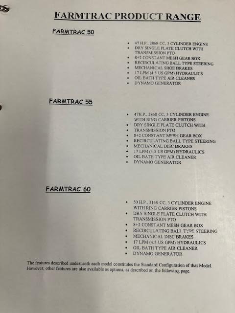 FARMTRAC PARTS CATALOG 50/55/60