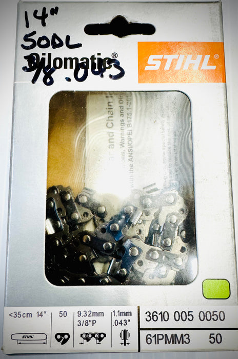 Stihl 14" Chain, 3/8 .043 Picco Slim, 61PMM3 50, 36100050050