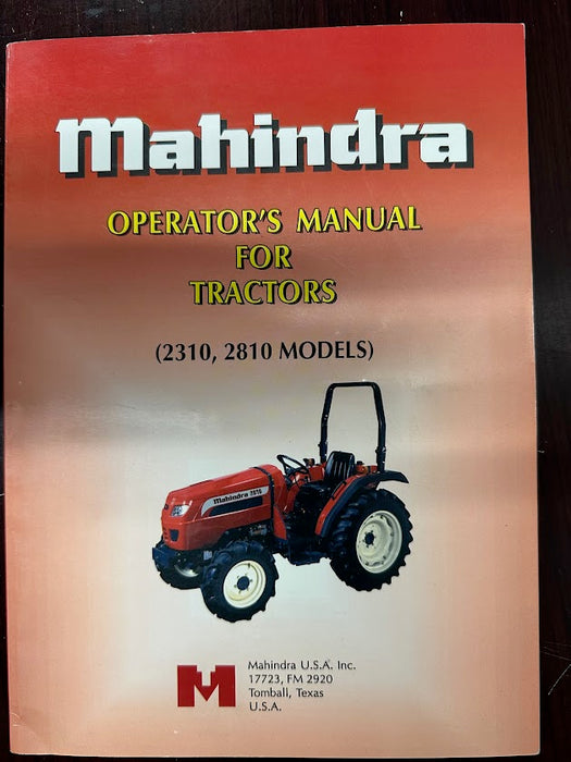 Mahindra Operator's Manual for 2310, 2810 Models