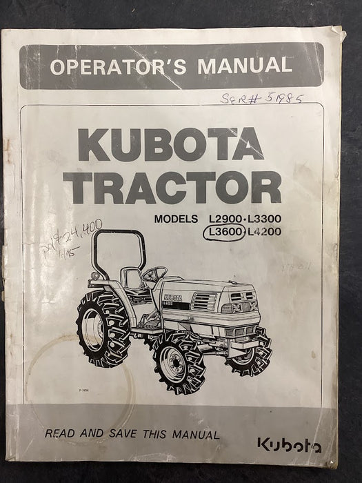 Kubota Tractor L2900, L3300, L3600, L4200 Operator's Manual